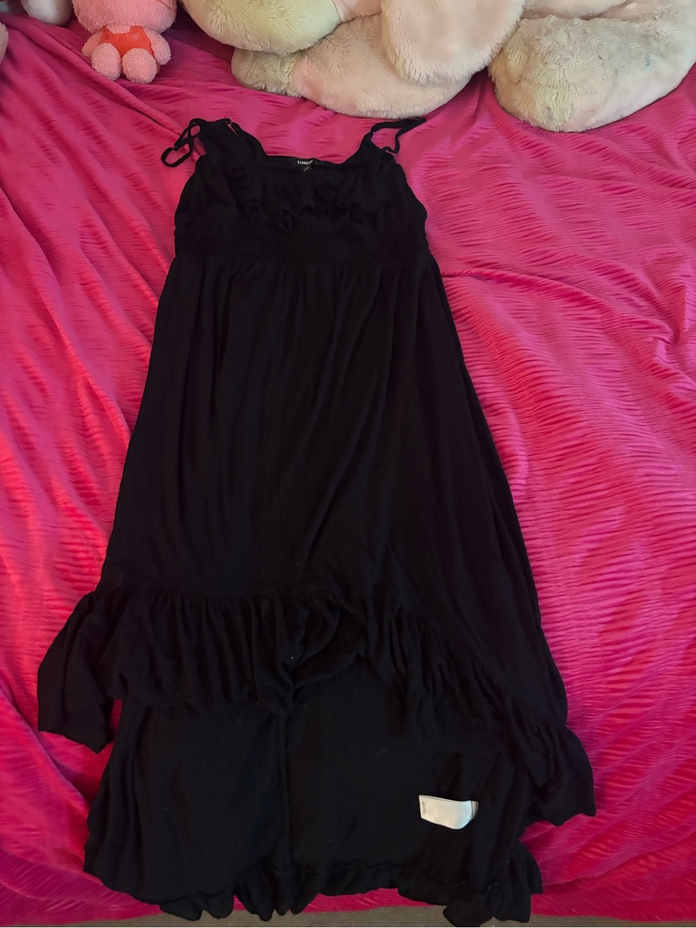 Express Black Ruffle-Hem Sundress with Tie Straps